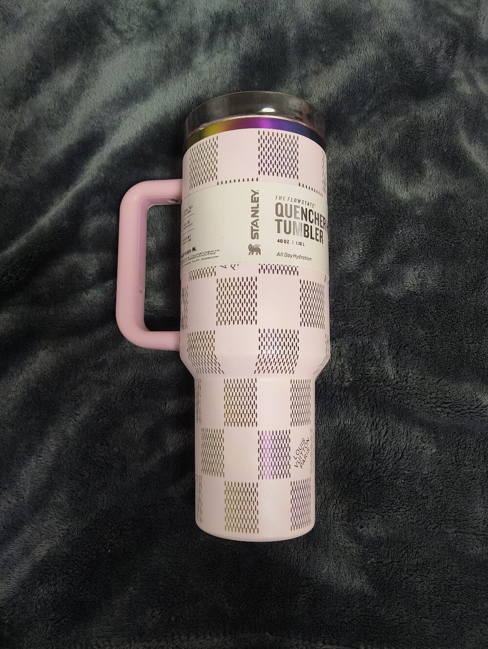 Stanley Louis Vuitton Pink 40oz Tumbler Mug Missing Top Piece